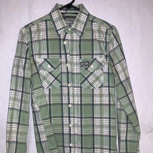 Superdry Olive Green Long Sleeve Button-Up Shirt